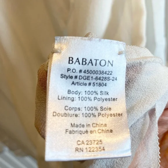 Aritzia Babaton Women's Semi-sheer chiffon blouse Cream White 100% Silk Sheer S - Picture 6 of 14